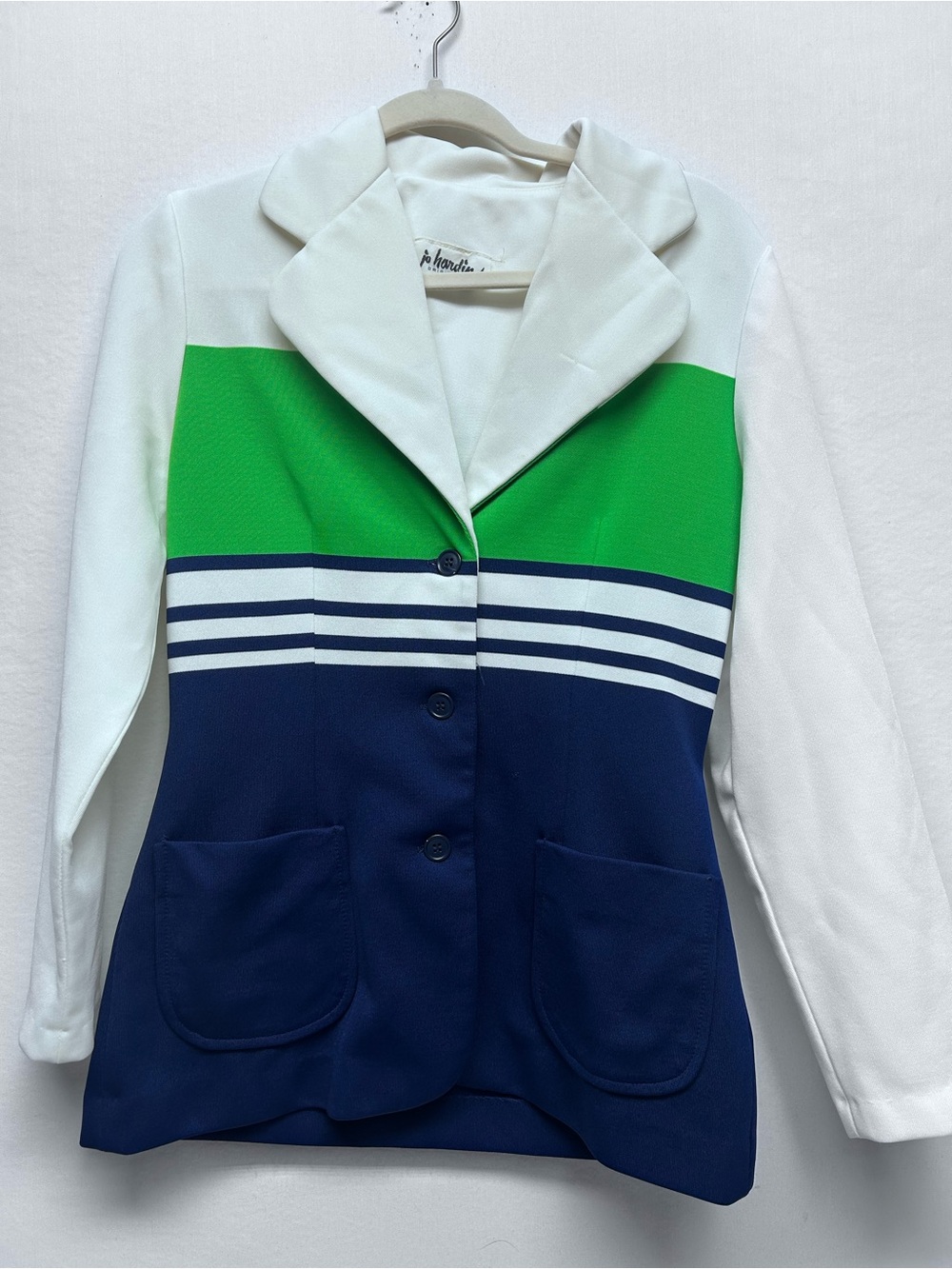 Green & Navy Colorblock Women's Blazer Jacket VTG